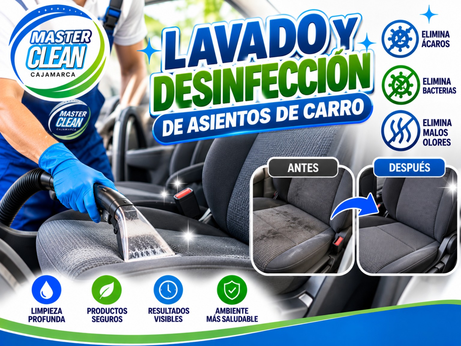 Lavado y desinfección de asientos de carro
