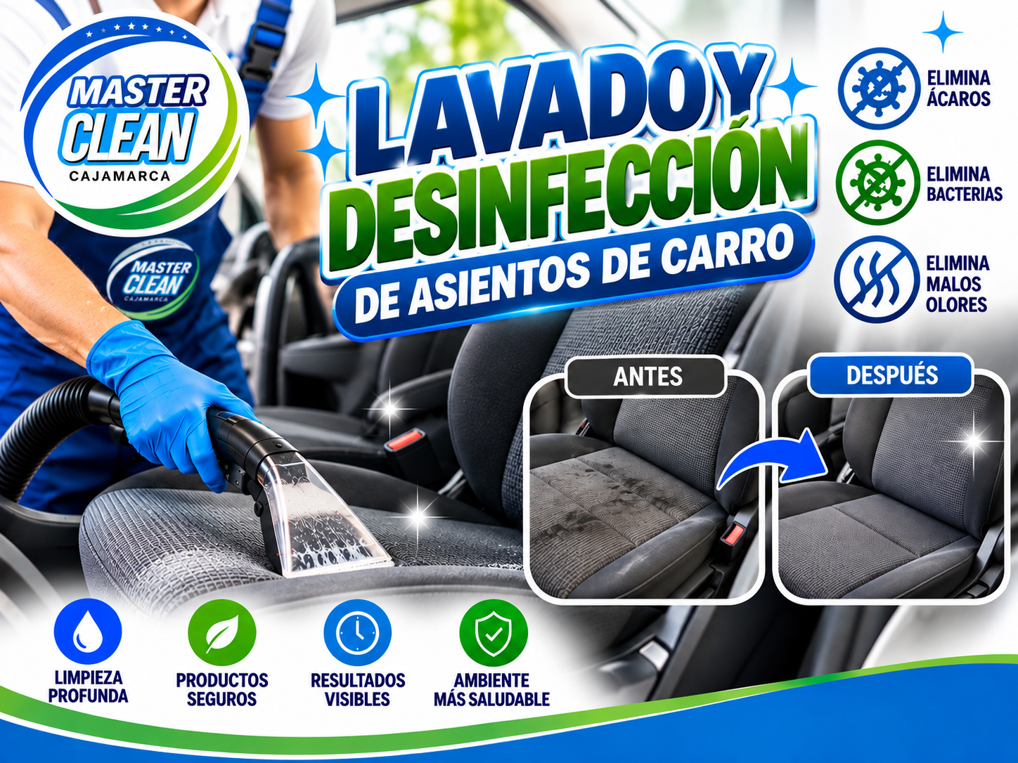 Lavado y desinfección de asientos de carro
